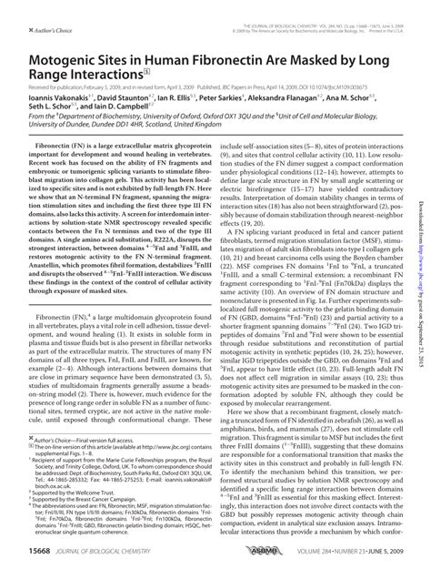 (PDF) Motogenic sites in human fibronectin are masked by long 